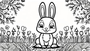 Boyama sayfası, şirin tavşan.