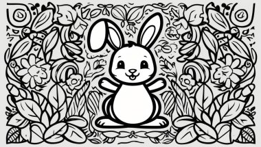 Boyama sayfası, şirin tavşan.
