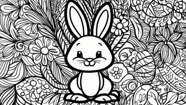 Boyama sayfası, şirin tavşan.