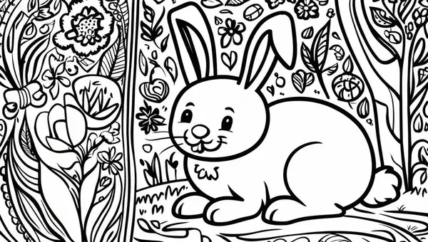 Boyama sayfası, şirin tavşan.