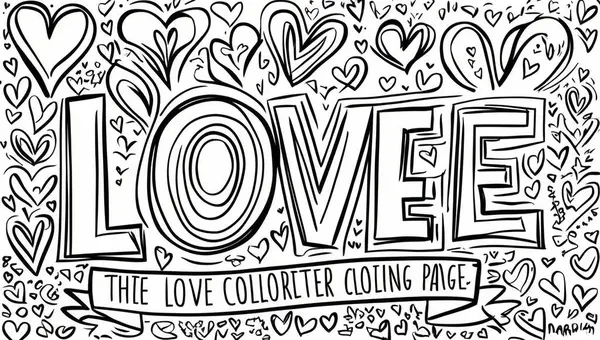 stock image Coloring page, inscription love