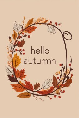 Güzel sonbahar yaprakları, çerçeve, tasarım illüstrasyonu