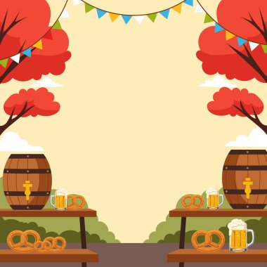 Ekim Festivali Parti Davetiye Tasarımı Bira ve Geleneksel Alman Elementleri. Oktoberfest partisi için posta planı. Festival birası ve Alman kültürü görselleriyle davet edildi. Barlar, kulüpler ve