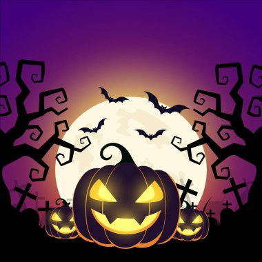 Cadılar Bayramı Satış Partisi Web Afişi Perili Ev, yarasalar ve balkabaklarıyla Korkunç Gece Teması. Web siteleri, reklamlar ve online promosyonlar için harika..