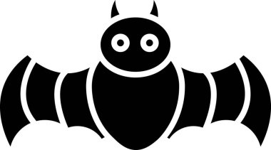 Yarasa Vampir Glyph Simgesi Katı Ürkütücü Parti ve Olay Tasarımı Sembolü. Ürkütücü tasarımlar için sağlam Cadılar Bayramı vampir sembolü Parti davetiyeleri afişleri ve sosyal medya afişleri için mükemmel