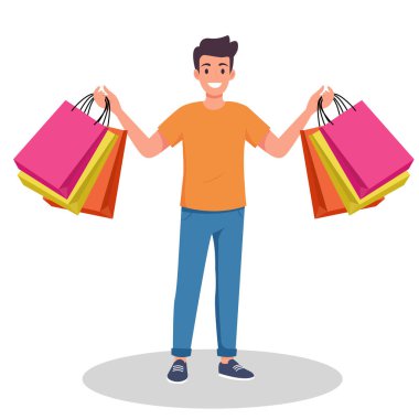 Ecommerce shopping character illustration for online store branding and promotions. Modern ecommerce shopping character designed for online store branding digital advertising customer engagement.