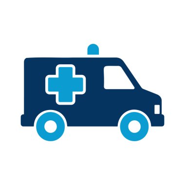 Acil servis için ambulans aracı Düz Vektör simgesi tasarımı.