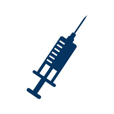 Tıbbi enjeksiyonlar ve aşılar için Şırınga Düz Vektör simgesi tasarımı.