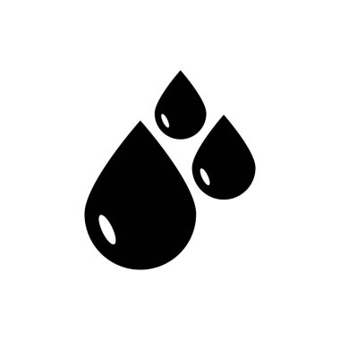 Bu grafikte sıvıyı temsil eden üç farklı, parlak siyah gözyaşı damlası var. En büyük damlacık ön planda, arkasında ve sağında iki küçük damla yer almaktadır..