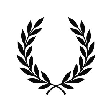 Tarzlı bir siyah defne çelengi zaferin, başarının ve onurun klasik bir sembolü. Simetrik tasarım, temiz beyaz bir zemin üzerinde pürüzsüz bir şekilde sunulan narin yaprak ve gövdeleri içeriyor..