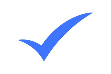 Bu resim koyu, parlak mavi bir işaret içeriyor. Temiz çizgileri ve izole edilmiş sunumu, onay, doğruluk veya görev tamamlama kavramları için ideal hale getirir.