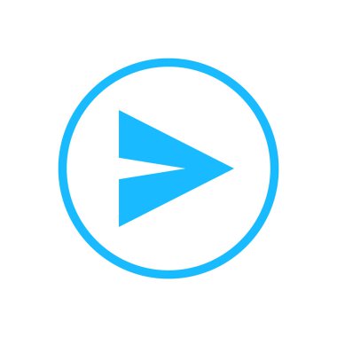 Temiz, modern bir grafik. Cyan ile uyumlu dairesel kenarlık içinde merkezi olan canlı bir cyan çalma düğmesi simgesi. Tasarım, ortam içeriğini başlatma, oynama ve geliştirme kavramlarını çağrıştırıyor.