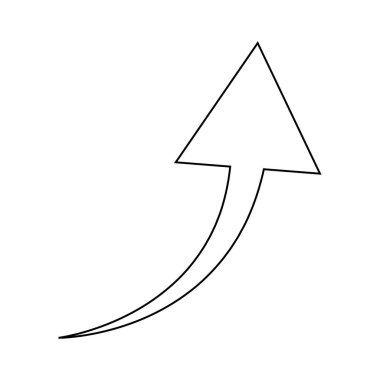 Minimalist, elle çizilmiş, belirgin üçgen bir kafası ve zarif kıvrımlı bir şaftı olan bir ok. Resimde, temiz beyaz bir zemin üzerine siyah renkle çizilmiş ince dokulu bir efekt yer alıyor..