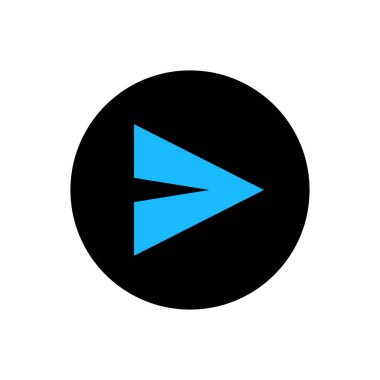 Keskin bir açıyla sağa bakan, koyu siyah bir çemberin üzerine kurulmuş canlı mavi bir okun yer aldığı düz, modern bir grafik. Bu tasarım yön, hız ve açık bir yol iletir.