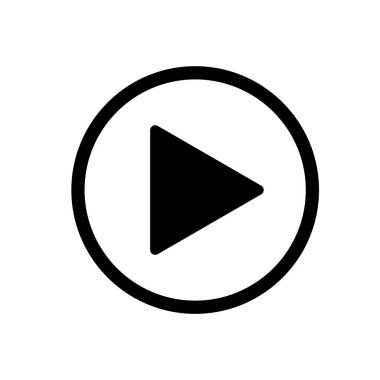 Evrensel olarak tanınan bir üçgen olan katıksız bir siyah çalma tuşu basit bir çemberin içinde yer alır. Bu simge ses veya video oynatma işleminin başlamasını temsil eder.
