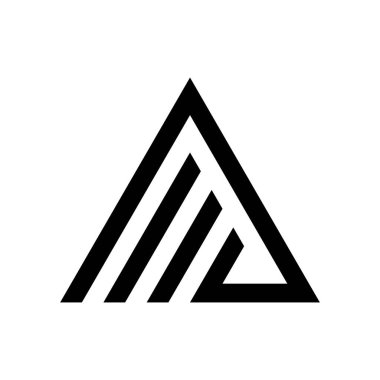 A clean and modern geometric design featuring a black delta triangle with internal parallel lines, representing abstract concepts and simple forms.