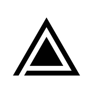 A striking black delta symbol icon featuring concentric triangles. This modern graphic is perfect for branding or design projects.