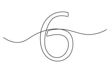 6 numara, el çizimi, çizim, karalama, vektör.