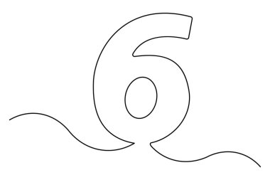 6 numaralı el çizimi çizimi vektör çizimi.