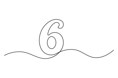 6 numara, el çizimi karalama simgesi