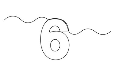 Altı numara. El çizimi vektör illüstrasyonu.