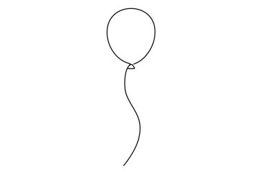 Sürekli bir çizgi çizen bir balon ve bir tane. Doğum günü için minimalist konsept.