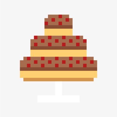 düğün pastası pikseli resim ikonu vektör çizimi.