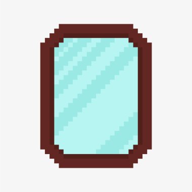 duvar aynası pikseli resim ikonu vektör illüstrasyonu.