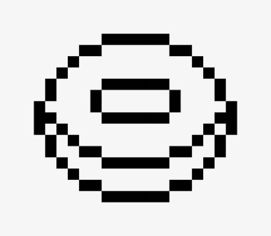 siyah ve beyaz çörek pikseli resim ikonu vektör çizimi