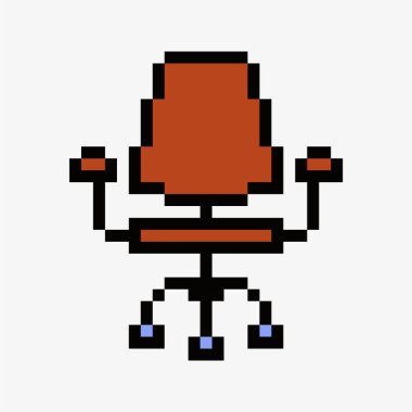 ofis sandalyesi pikseli resim ikonu vektör illüstrasyonu.