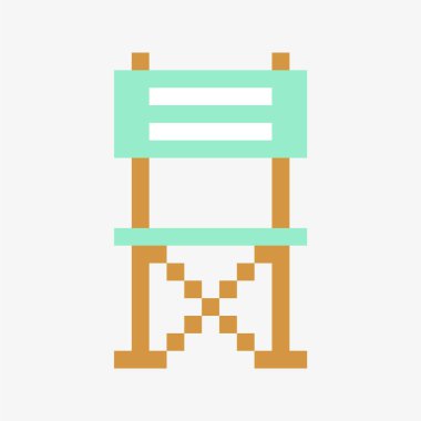 Plaj sandalyesi pikseli resim ikonu çizimi.