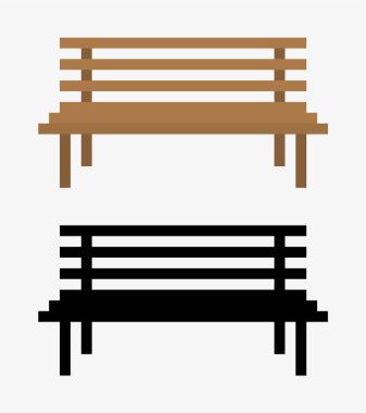 Uzun sandalye pikseli resim ikonu vektör illüstrasyonunu ayarla.