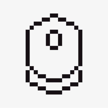 siyah ve beyaz bilgisayar fare pikseli resim ikonu vektör çizimi.