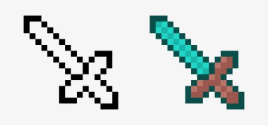 Kılıç pikseli resim vektör resimlemesini ayarla.