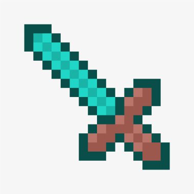 kılıç piksel sanat simgesi vektör illüstrasyonu.