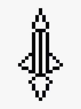 siyah ve beyaz roket piksel resim vektör çizimi.