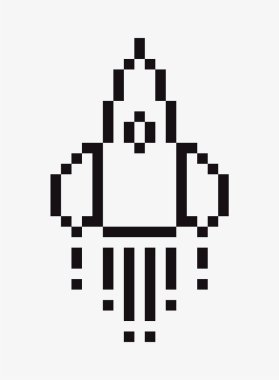 siyah ve beyaz roket piksel resim vektör çizimi.