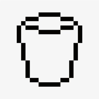 siyah ve beyaz çöp kutusu piksel sanat simgesi çizimi.