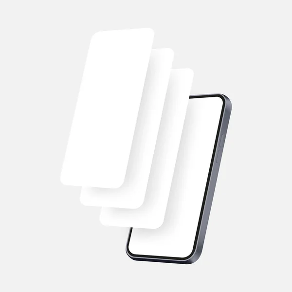 Smartphone Mockup Com Wireframing Branco Páginas Web Móveis Ilustração Vetorial — Vetor de Stock
