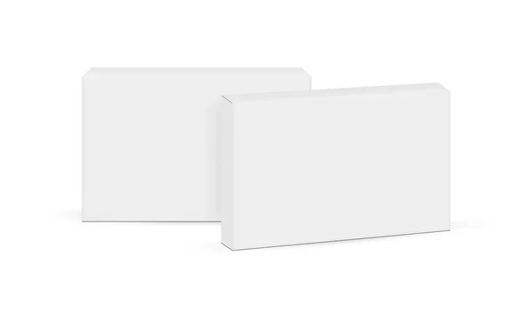 Deux Boîtes Emballage Rectangulaires Maquettes Isolées Sur Fond Blanc Illustration — Image vectorielle