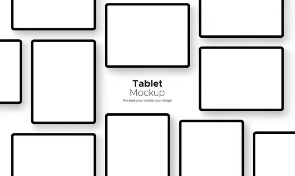 Mobile App Design Tablet Computer Mockup Isolado Fundo Branco Ilustração — Vetor de Stock