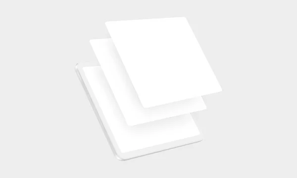 Clay Tablet Mockup Met Web App Screens Perspectief Zijaanzicht Vector — Stockvector