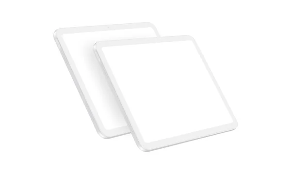 Δύο Πήλινα Mockups Tablet Κενές Οθόνες Προοπτική Πλευρική Άποψη Εικονογράφηση — Διανυσματικό Αρχείο