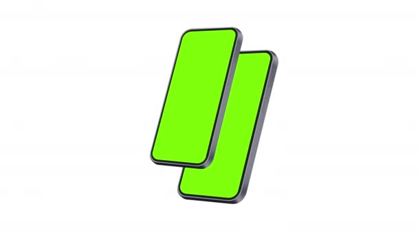 緑の画面 白の背景に隔離されたアニメーションスマートフォン — ストック動画