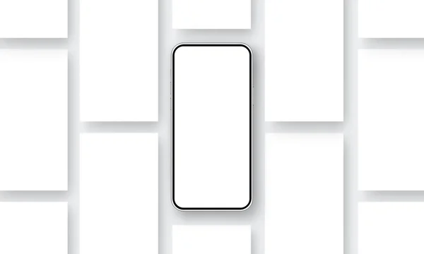 Smartphone Mockup Com Telas Aplicativos Branco Exibir Interfaces Aplicativos Ilustração —  Vetores de Stock