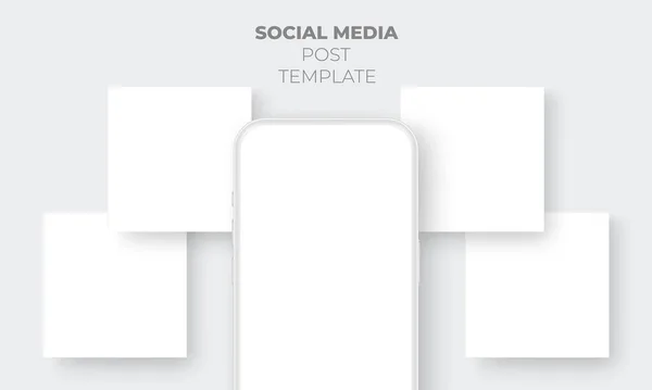 Clay Phone Blank Square Templates Social Media Posts Design Ilustracja — Wektor stockowy