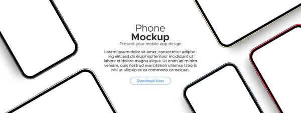 Smartphones Mockups Con Pantallas Blanco Plantilla Para Banner Web Mostrando — Vector de stock