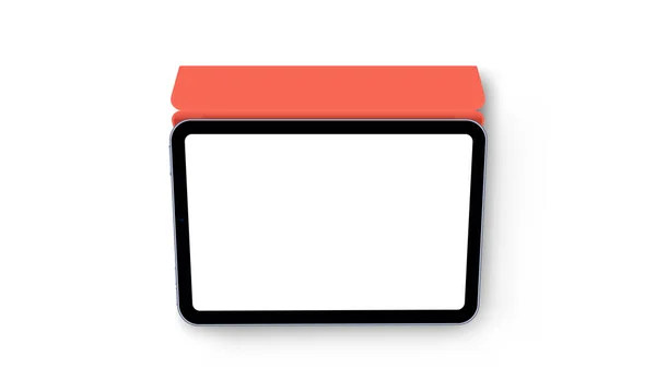 Tablet Πορτοκαλί Έξυπνη Θήκη Κάτοψη Απομονωμένο Λευκό Φόντο Εικονογράφηση Διανύσματος — Διανυσματικό Αρχείο