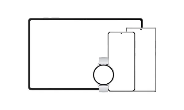 Комплект Современных Мобильных Устройств Пустыми Экранами Мбаппе Мбаппе Мбаппе Векторная — стоковый вектор