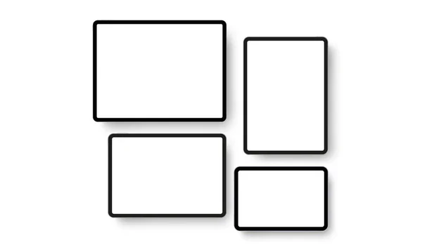 Black Tablet Computer Blank Screens Vertical Horizontal Mockup Vector Illustration — Stock Vector